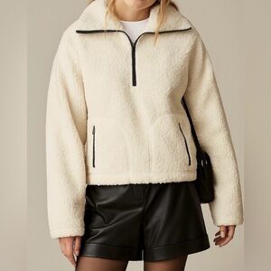 J. Crew Cream Teddy Fleece Sherpa Polartec Half Zip Sweatshirt